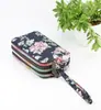 Bolso de Mano para Mujer Lienzo Artístico Billetera Larga de Tres Capas Bolso de Mano para Mujer Gran Capacidad Portallaves Monedero Casual Bolso para Teléfono Móvil