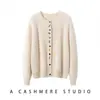 Cárdigan de punto 100% cachemira pura, cálido, cuello redondo, de un solo botón, elegante cárdigan nuevo y estiloso para mujer de otoño e invierno