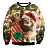 Sudadera Navideña Transfronteriza Nueva Fábrica de Impresión 3D Cuello Redondo Patrón de Cachorro Navideño Vestido de Pareja para Mujeres Hombres