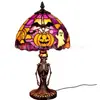 Lámpara de mesa temática de Halloween Aurigate, Luz nocturna, Forma de calabaza y fantasma, Decoración estilo vitral