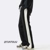 Calças esportivas listradas masculinas Primavera americana high street vibe calça casual reta hip hop marca de moda all-match calças