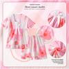 Pijama infantil de uma peça para meninas, manga curta, fino, fofo, para meninas, médio e grande, roupa de casa para crianças