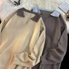 Suéter de solapa de color contrastante de nicho de estilo coreano retro para hombre, suéter holgado de marca de moda de otoño e invierno para calle