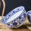 Cuenco de Porcelana Azul y Blanco para Fideos de Res de Lanzhou, Cuenco para Sopa, Cuenco Cónico, Cuenco para Fideos Caracol, Cuenco para Fideos con Salsa Frita, Cuenco Comercial para Fideos, Cuenco para Fideos con Salpicaduras de Aceite