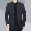 Moda casaco de lã masculino 2024 novo outono e inverno gola de meia-idade casual quente jaqueta plus size casaco maré