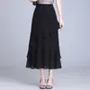 Falda Larga de Gasa Floral Cola de Pescado para Mujer Primavera/Verano 2026 Cintura Alta Ajustada a la Cadera Longitud Media con Volantes Falda Lápiz Adelgazante