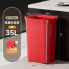 Papelera de gran tamaño para uso doméstico, adecuada para baños y cocinas, diseñada para evitar agacharse, con un diseño sellado y a prueba de olores, y una tapa de botón pulsador