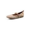 Sapatos Mary Jane femininos Yingmei estilo princesa doce bico redondo boca rasa fivela combinação de cores couro bovino boca elástica sapatos baixos
