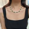 Guofeng Estilo Literario Retro Natural Vitrificado alta calidad Calcedonia Verde Perla Shi Jia Zhengyuan Cadena para Clavícula Collar