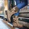 Estación independiente de media pantorrilla comercio exterior talla extra botas Martin para mujer otoño e invierno nuevas tacón cuadrado cordones traseros botas de punto europeas y americanas para mujer