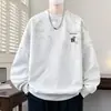Moletom masculino gola redonda, estilo inverno, adequado para adolescentes, alunos do ensino fundamental e médio, corte solto, plus size, peça básica para sobreposição