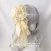 FANQ Lolita hecho a mano, tocado de niña, gorro de malla y encaje, horquilla, pinza lateral, accesorios para el cabello multicolor