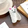 Nuevo Clip de Acetato Blanco Cachorro West Highland Clip Rosa para Pelo de Oreja Clip de Pelo de Animal de Dibujos Animados para Mujeres en la Parte Posterior de la Cabeza