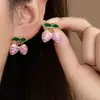 Pendientes de Fresa con Goteo de Aceite de Venta Caliente Transfronterizos, Serie de Frutas de Acero Inoxidable de Lujo Ligero y Gama Alta, Pendientes Dulces y Lindos