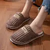 Touca de Veludo Cotelê e Pantufas de Algodão para Homens e Mulheres, Outono/Inverno Casa Interior, Antiderrapante, Quente, Espessada, Forrada com Pelúcia, Pantufas de Algodão para Casal