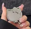 Case de Celular DIY com Laço Decorado com Strass, Gato Espelho, Suporte, Desenho Animado Preguiçoso Multifuncional, Espelho de Gato Kt