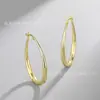 Pendientes de Aro Circulares Simples Color Cobre Chapado en Oro Conservador del Color Estilo Europeo y Americano, Pendientes Exagerados Huecos en Forma de Lágrima de Gama Alta para Mujer