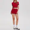 Conjunto de Fitness Transfronterizo para Mujer, Shorts Deportivos de Manga Corta con Sensación de Segunda Piel, Ropa de Entrenamiento Yoga Pilates Estilo 'Hot Girl', Conjunto para Correr y Ciclismo
