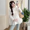 En Stock Otoño e Invierno Nuevos Tops de Maternidad, Super Adelgazantes, Tallas Grandes, Color Sólido, Estilo Coreano, Algodón Versátil, Tops de Otoño