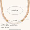 Collar Europeo y Americano Transfronterizo de Diseño Commuter Acero Inoxidable Chapado en Oro de 18K Diez Perlas de Agua Dulce Cristal Facetado Hecho a Mano para Mujer