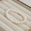 Pulseira de Pérolas de Água Doce Estilo Francês para Mulheres, Pulseira Versátil de Pérola Branca Genuína, Joia da Moda de Luxo Leve de Alta Qualidade