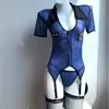 Amazon Europeia e Americana Comércio Exterior Transfronteiriço Sexy Transparente Uniforme Policial Feminino Fantasia de Role-Playing Conjunto de Lingerie