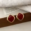 Moda Retro Lujo Ligero Elegante Gama Alta Pendientes de Gota de Aceite Rojo Ancola Colección Pendientes Simples y Versátiles para Mujer