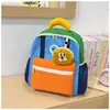 Mochila pequena de desenho animado para crianças do jardim de infância, color blocking cor dopamina, leve e fofa, mochila estilosa para passeios infantis