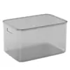 Caixa de armazenamento transparente simples feita de material PP, grande capacidade, para bancada da cozinha, uso doméstico, com alça e tampa