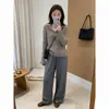 Primavera não está atrasada Calça de Moletom Feminina Petite Casual com Cordão na Cintura Alta Modelagem Slim Reta Perna Larga Outono Inverno Novo Estilo