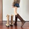 Botas de Tacón Grueso para Mujer, Botas de Moda Adelgazantes y Versátiles, Botas Largas Hasta la Rodilla, Botas Vaqueras para Montar para Mujer, Botas de Invierno para Montar