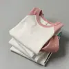 Camiseta de Algodón Puro para Niños con Mangas Tres Cuartos, Top de Algodón con Cuello Redondo y Mangas Raglán para Niños y Niñas, Broche en el Hombro para Niños, Estilo Primavera y Otoño