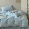 Conjunto de Quatro Peças de Gaze Dupla Macia e Flexível 100% Algodão Lençol e Capa de Edredom Minimalista Estilo Wabi-Sabi Toque de Luxo Roupa de Cama para Quarto Principal