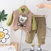 Conjunto Moderno para Bebê Calça de Moletom Estilosa para Bebê Roupa Infantil Nova Tendência Primavera e Outono Colete Suéter Infantil Conjunto de Três Peças