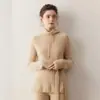 Traje de Cachemira para Mujer Otoño e Invierno, Suéter de Cuello Alto, Suéter de Lana Tejido, Pantalones de Pierna Ancha, Conjunto de Dos Piezas a la Moda, Pantalones de Caída