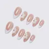Transfronterizo nuevo belleza arte de uñas puntas de uñas French cuentas de acero forma de almendra uñas postizas ponibles pressonnails puntas de uñas