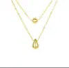 Collar Minimalista de Doble Capa de Alta Gama con Colgante Redondo de Gota de Agua Dorada, Colgante de Diseño Redondo para Mujer, Collar de Lujo Ligero