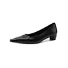 Zapatos de trabajo de cuero lavado de alta calidad 2026 otoño, tacón bajo grueso, puntera cuadrada pequeña, zapatos bajos de cuero genuino para commuting para mujer, talla 42