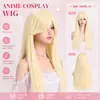 Pelucas europeas y americanas de 80 cm, flequillo largo de colores, cabello largo y liso, pelucas de cosplay de anime, extensiones de cabello de fibra sintética de alta temperatura