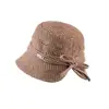 Sombrero de pescador a cuadros con lazo para otoño e invierno, sombrero cálido para madres de mediana edad y mayores, sombrero tipo cubo elegante y casual al por mayor