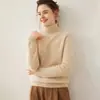 25 nuevos suéteres de cachemira de cuello alto para mujer, con cuello alto, corte holgado, material grueso, color liso simple y diseño de punto pullover