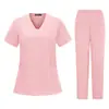 Scrubs Médicos de Secagem Rápida Shein para Mulheres Slim Fit Conjunto Scrub Uniforme de Doutor Clínica de Beleza Médica Roupa de Trabalho de Enfermeira