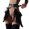 Traje pantalón de cuero con cinturón de anillo para pierna, esposas integradas, joyería popular con correa, cuero smsexy, brazalete de cadera