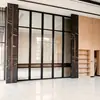 Mampara de Cristal Móvil Sin Riel en el Suelo, Puerta Giratoria de Cristal Plegable y Móvil para Restaurante, Puerta Plegable de Cristal Artística de Alta Resistencia