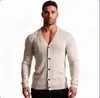 Cardigan de Punto de Manga Larga Color Sólido Estilo Europeo y Americano para Hombre Otoño/Invierno 2026 Cuello en V Suéter Delgado de Moda Ropa Cálida para Hombre