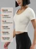 Ropa de Yoga de Manga Corta con Almohadillas en el Pecho para Mujer, Ajustada, para Correr por la Mañana, Pilates, Ropa de Fitness, Camiseta