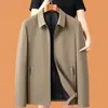 Jaqueta fina de primavera e outono para homens de meia-idade e idosos, jaqueta de alta qualidade business casual com gola dobrável e zíper