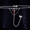 Moda europeia e americana luxo corpo corrente shorts brilhante rubi sexy cristal tanga boate biquíni cintura corrente