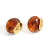 Pendientes de Titanio Acero Inoxidable Yuhui Transfronterizos Estilo Maillard Color Ámbar Resina Retro Chapado Color Oro Real Acero Inoxidable Conservador de Color