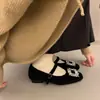Zapatos Peludos Campus 2025 para Uso Diario Otoño e Invierno Elegantes Estilo Nuevo Zapatos Mary Jane con Pedrería Punta Cuadrada Franceses Elegantes y Versátiles